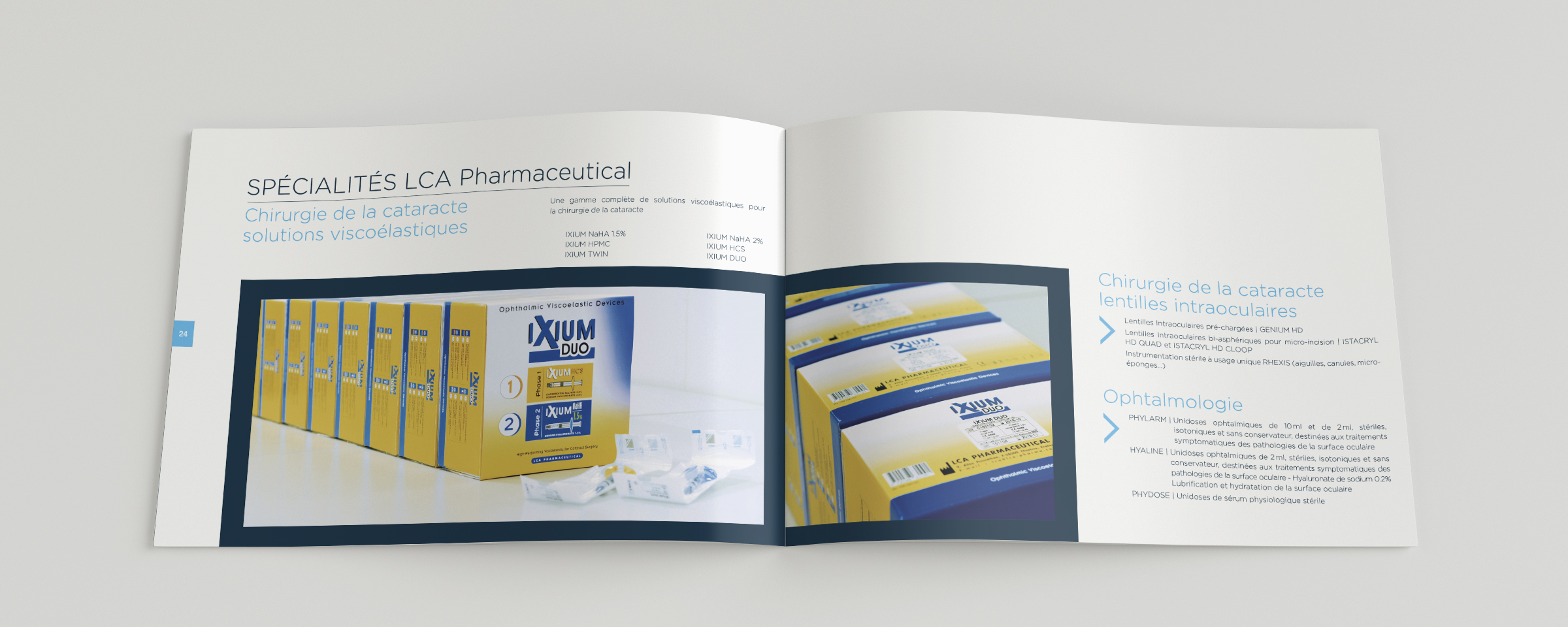 Conception et mise en page d'une brochure pour LCA Pharmaceutical